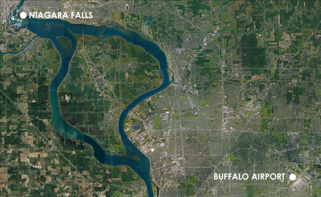 Buffalo Airport to Niagara Falls Map