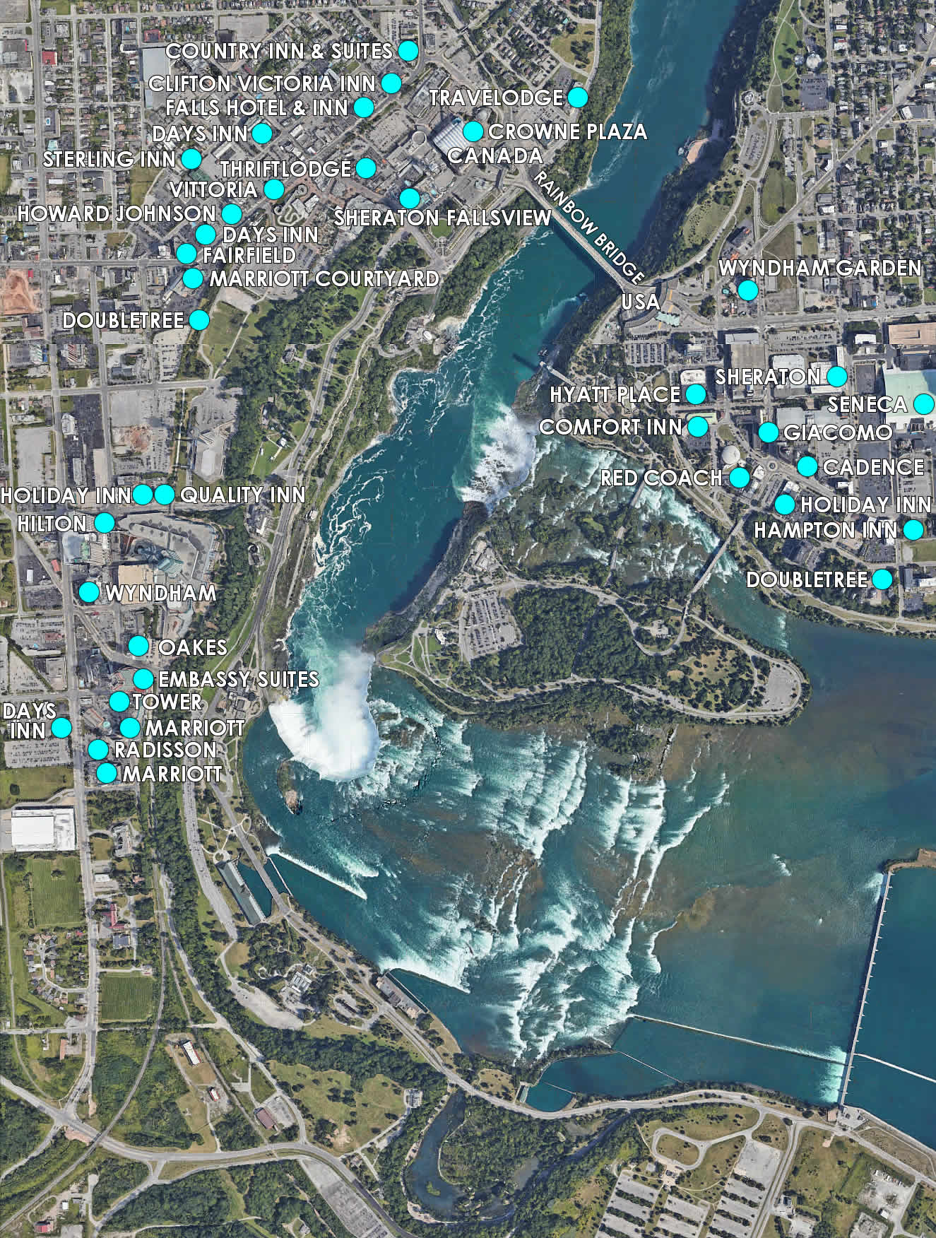 Niagara Falls Hotel Map 2025