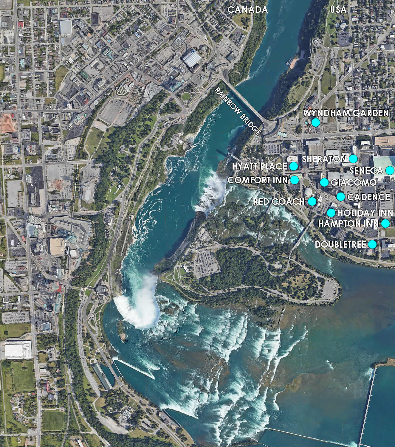 Niagara Falls New York hotel map